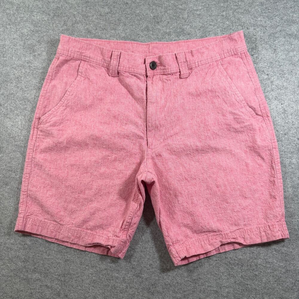 St. John's Bay Shorts Mens 36 Pink Cotton Linen Flat Front Preppy Summer